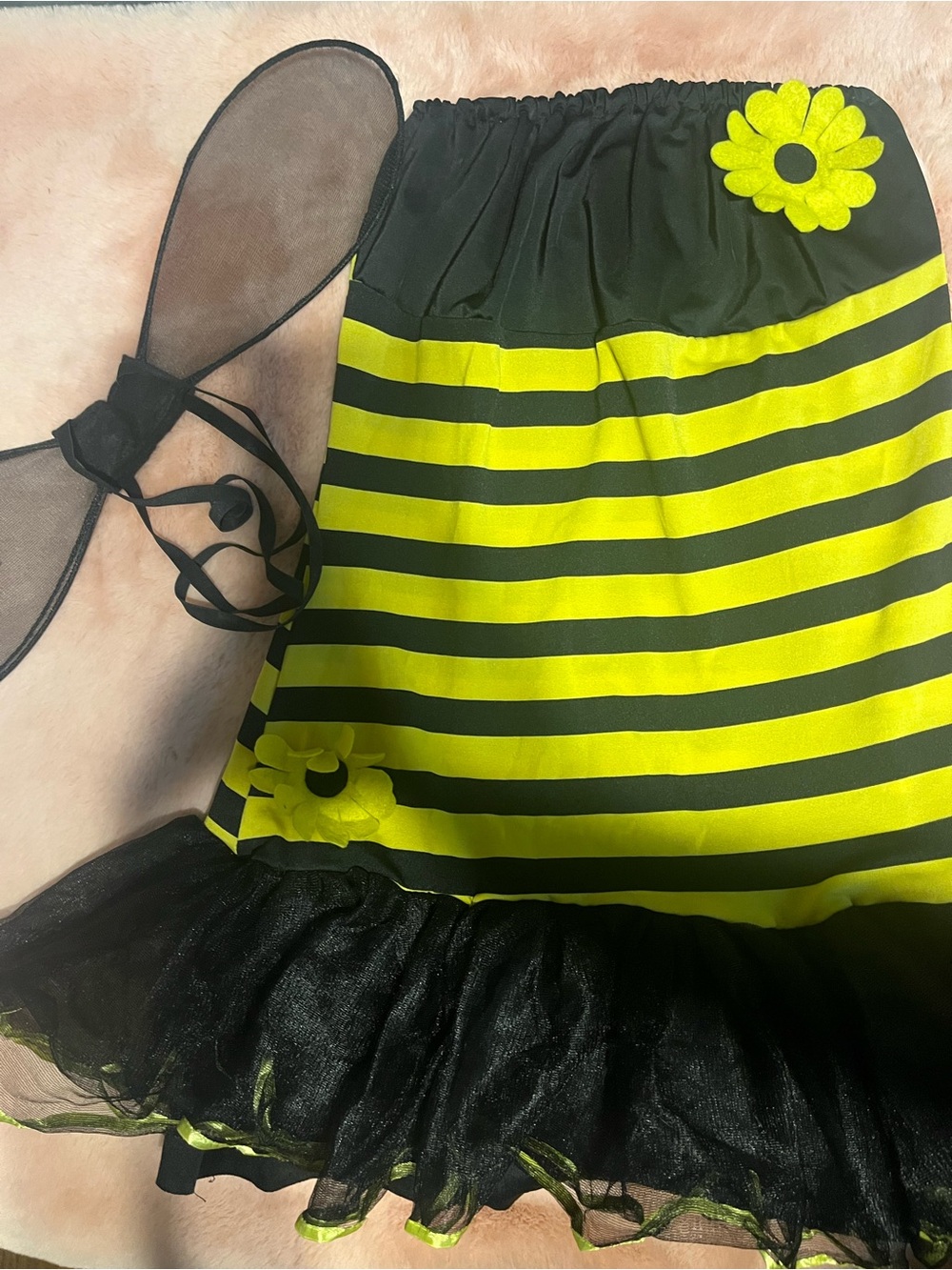 Bumblebee Halloween Black & Yellow Striped Woman’s Sleeveless Costume & Wings